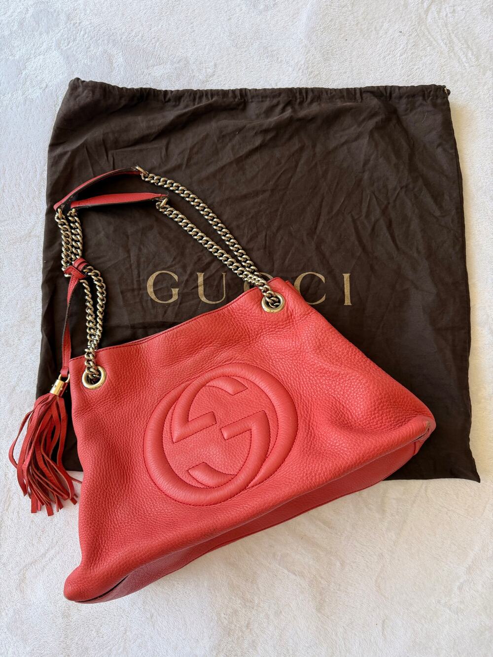Gucci Soho Chain Strap Medium Shoulder Bag - Pink